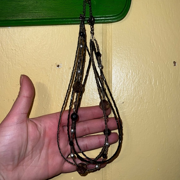 Vintage Purple Black Multi Strand Beaded Layer Necklace - Picture 11 of 11